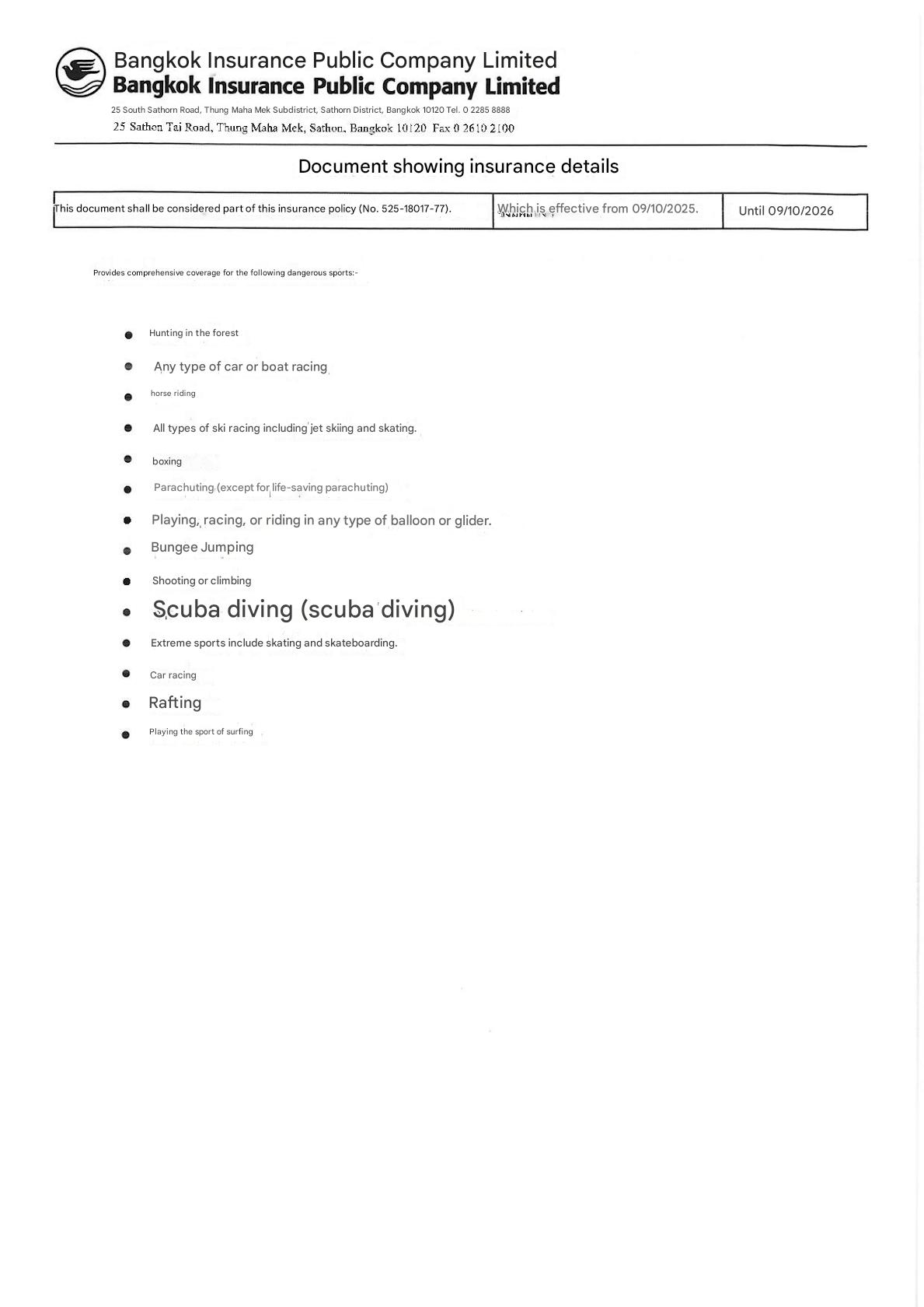 Bangkok Bank Insurance 09 10 25 too 09 10 25. Pol.525 18017 77 page 008